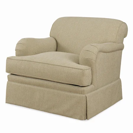 <b>Customizable</b> Upholstered Chair with English Arms and Kick Pleat Skirt